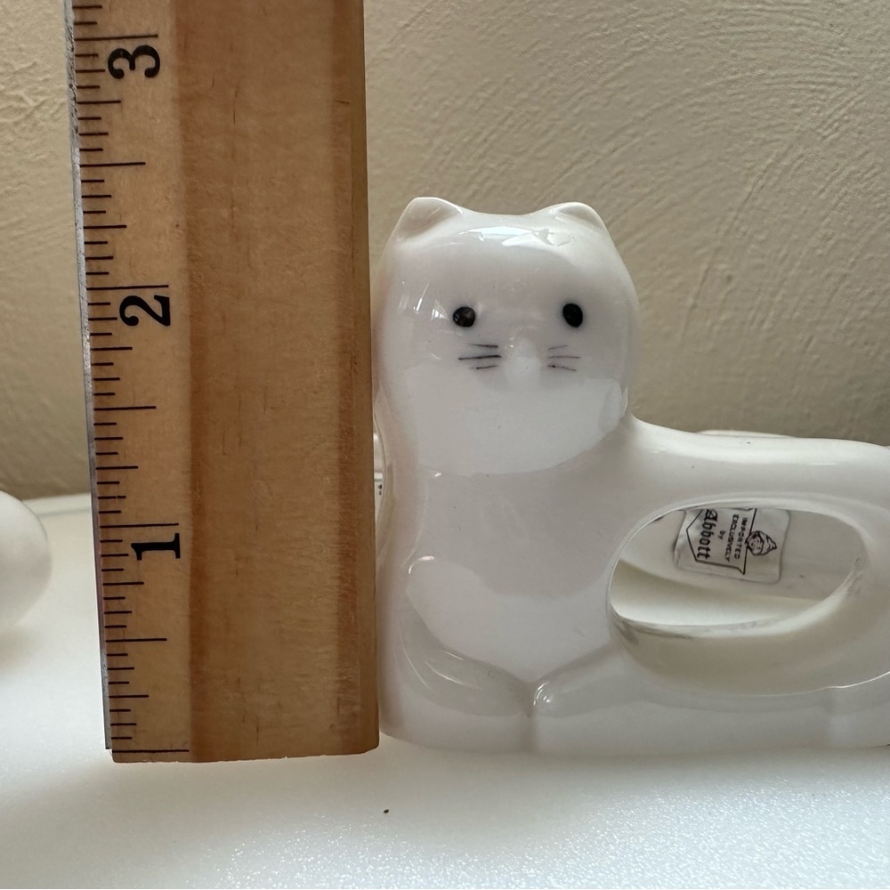 Set of 4 Abbott White Cat Kitten Napkin Rings Ceramic Porcelain - Picture 7 of 7